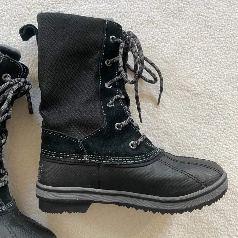 LL Bean Youth Boots Insulated 200g Waterproof Tek 2.5 Laceup Size 3 Black Duck